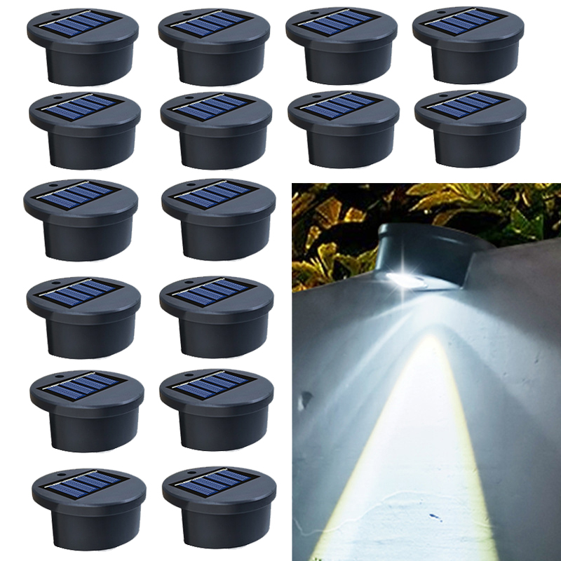 Opakowanie 16 sztuk słonecznych lamp LED do schodów, lamp zewnętrznych do ogrodu, światło białe