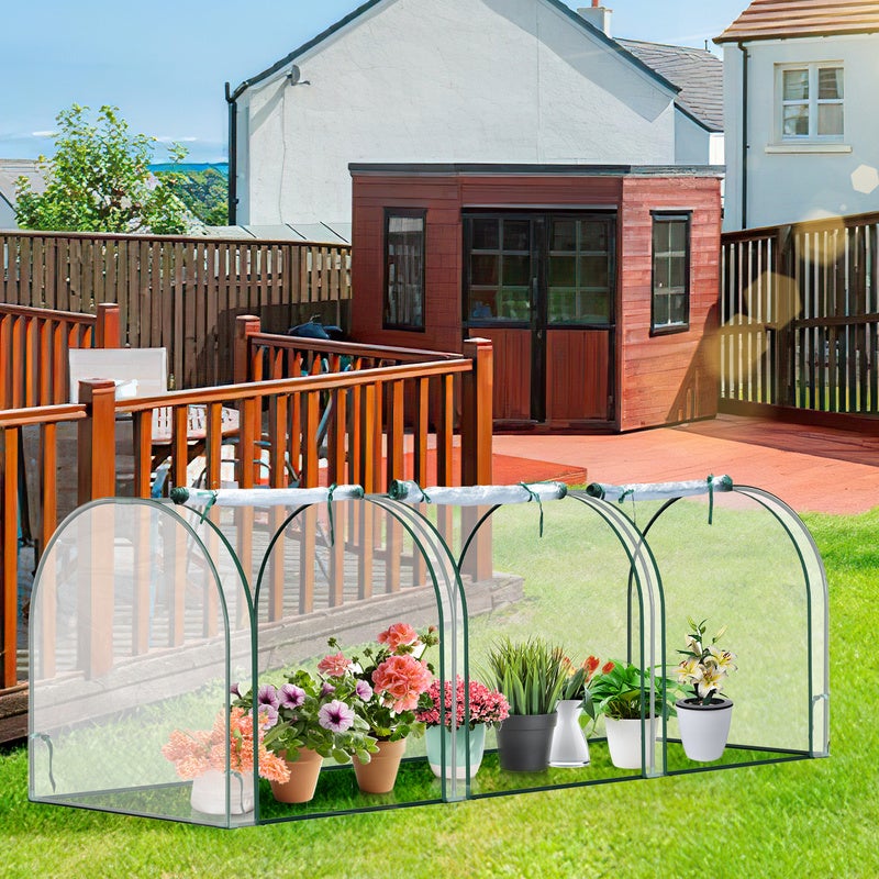 Outsunny Serre De Jardin Pour Tomates - Filet Anti-UV 50-60% 2 Portes Zippées 2.4x1.2x1.85m