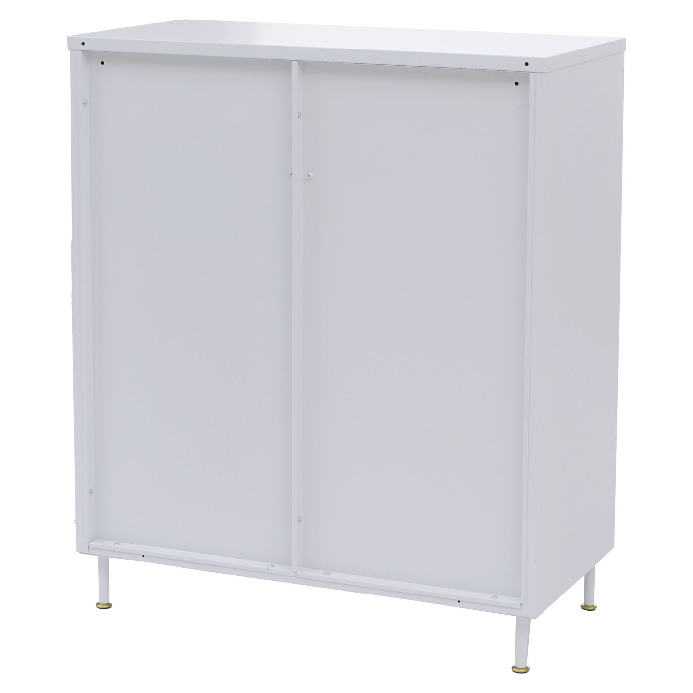 Komoda HWC-O87, szafka kredensowa, wysoka szafka, schowki, szuflady, industrialny metal, szkło trzcinowe, 96 x 80 x 40 cm ~ biały - 9