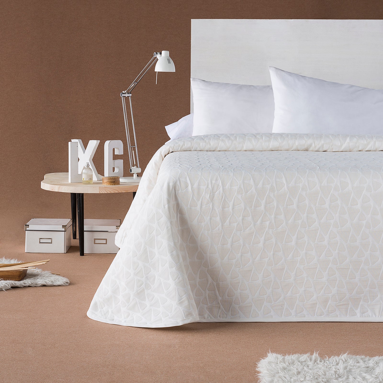 ESTORALIS - Protectores Cama | Colcha Verano de Diseño Moderno | Para Cama 150 cm. ( 250 x 270 cm. Ancho/Alto ) Tejido Jaquard ONIX Color- Crudo - 2
