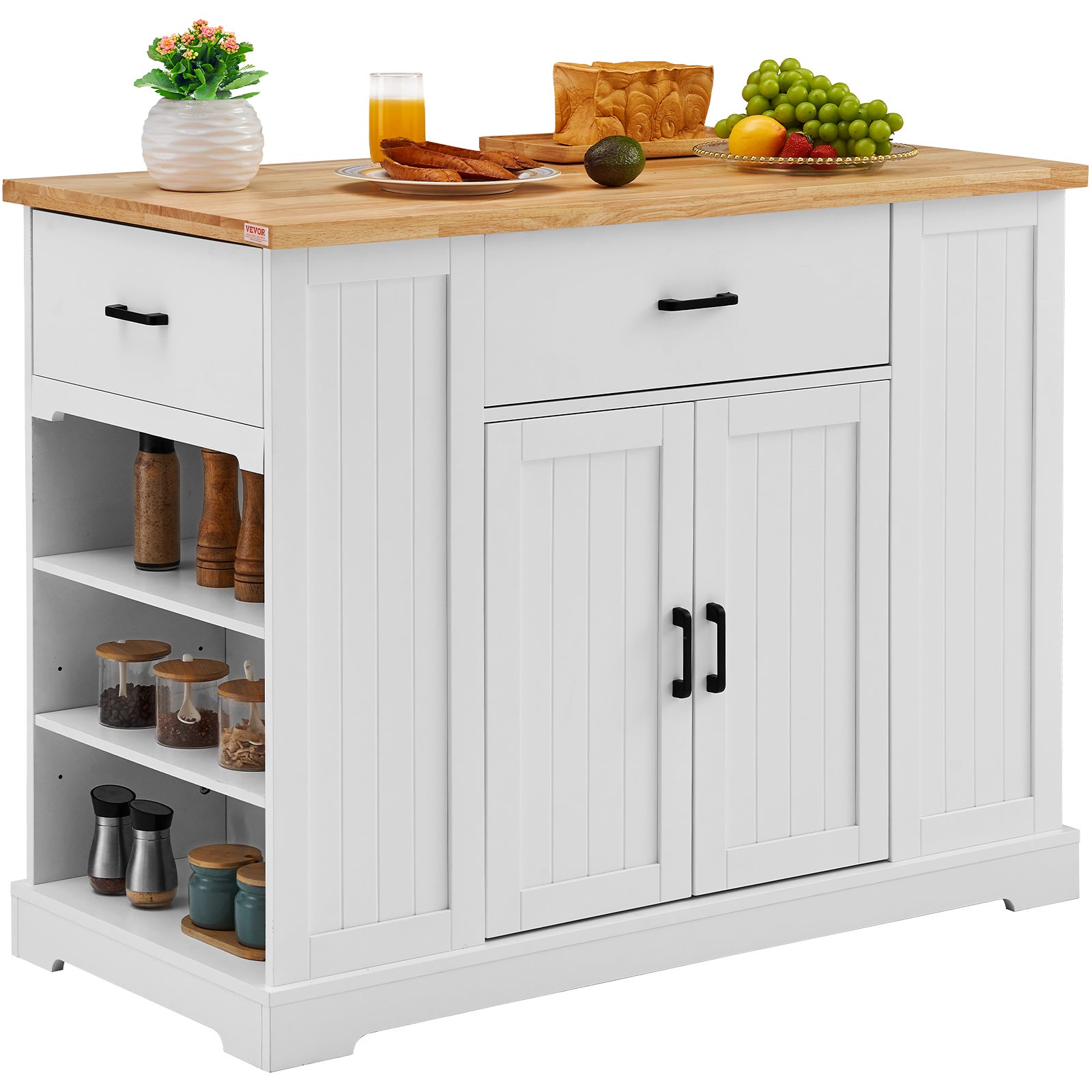Wyspa kuchenna na kółkach szafka do przechowywania wózka obsługującego półki z szufladami 117x56x91cm VEVOR