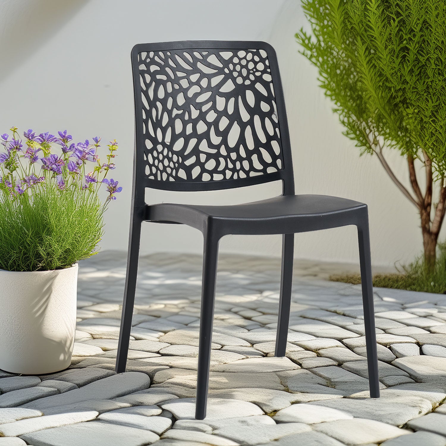 Lot de 6 Chaise de jardin sans coussin Sole en Polypropylène Noir - 2