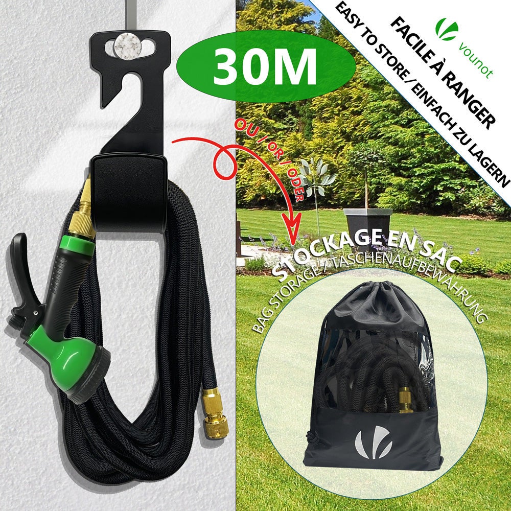 Tuyau d'arrosage extensible renforcé 30m noir - 10 modes - raccord et sac de rangement inclus - flexible, anti-fuite - VOUNOT® - 5