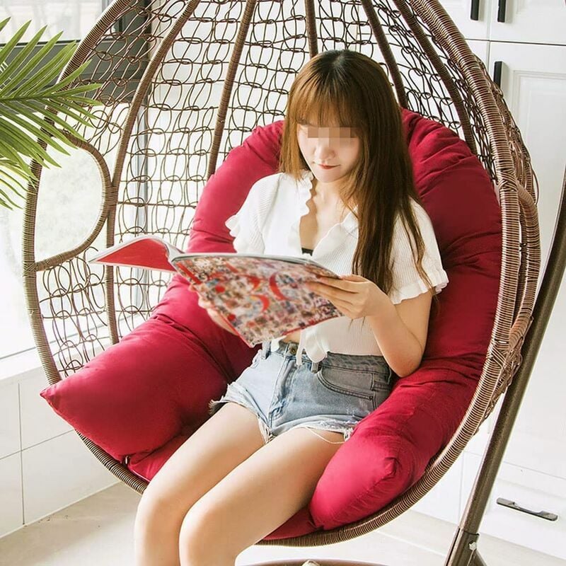 Balançoire Suspendue Panier Coussin, Hanging Egg Chair Hammock Tapis Chaise Siège Amorti Fauteuil Coussin Déhoussable pour Patio Jardin - 2