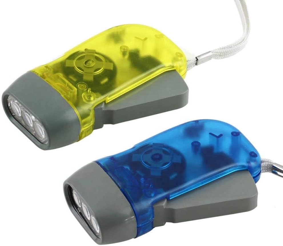 Lampe Torche Dynamo Manuelle – 3 LED – Sans Pile – À Manivelle – Camping