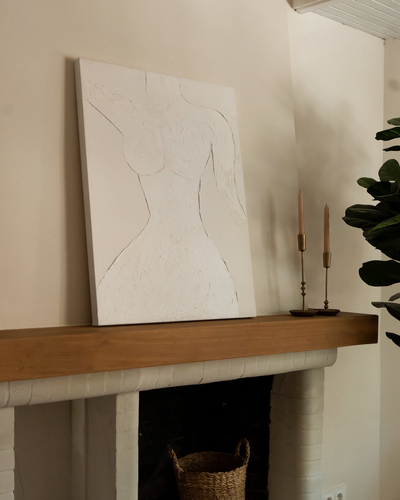 LEO - Tableau décoratif sur toile de coton avec cadre en bois blanc peint à la main à la peinture à l'huile 80x60cm - DECOWOOD - 4