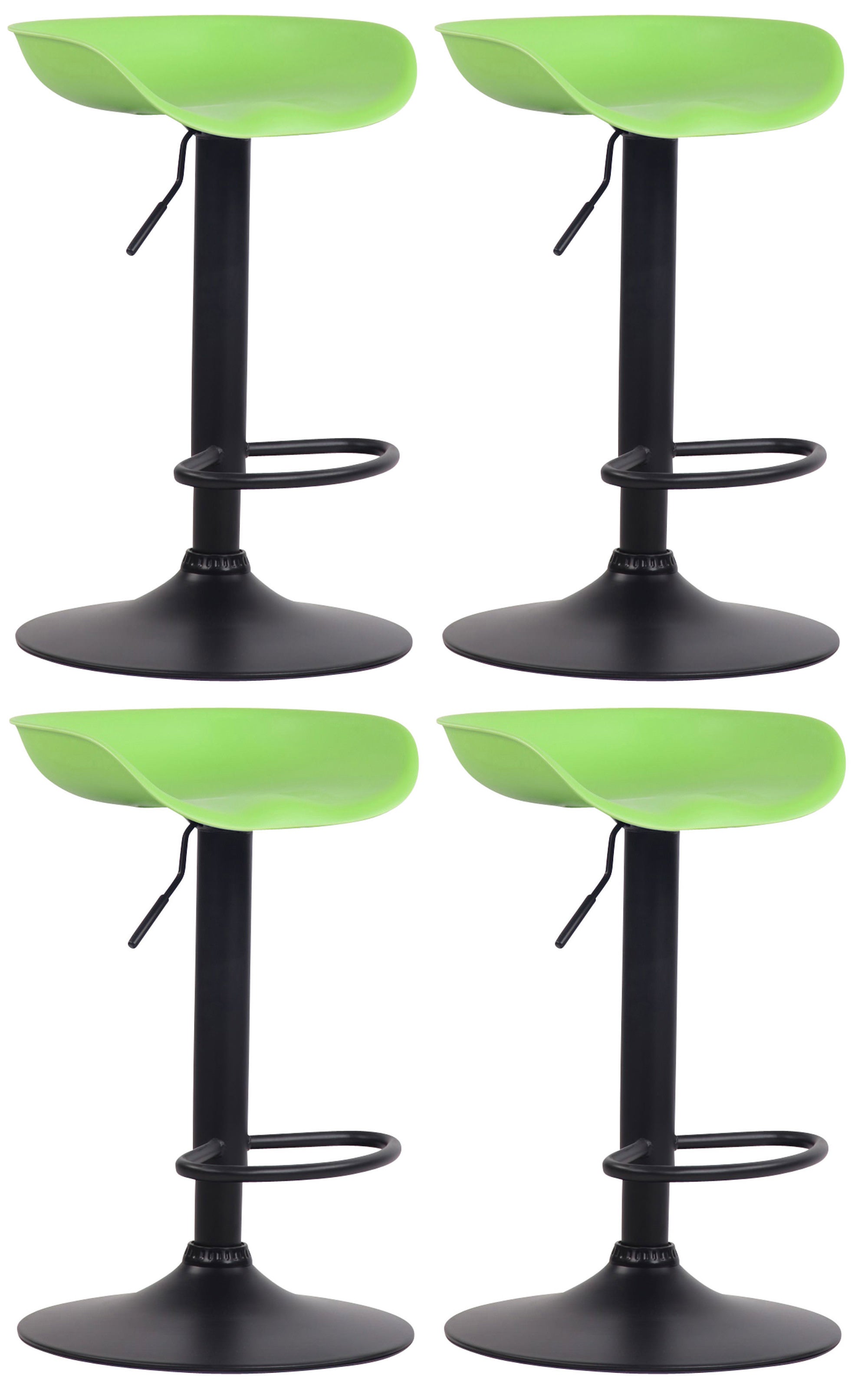 Juego de 4 taburetes de bar anaheim de plástico negro y verde.