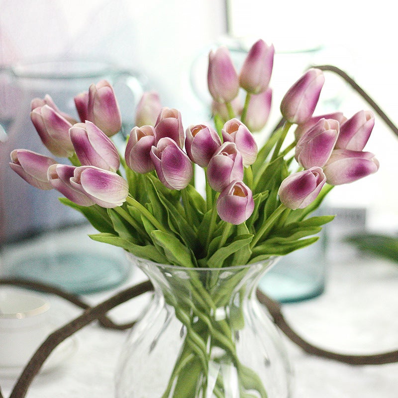 Bouquet de 12 Tulipes artificielles au Toucher réaliste, décoration Parfaite pour Mariage, fête, Maison, Jardin, Bureau (Rose ) - 3