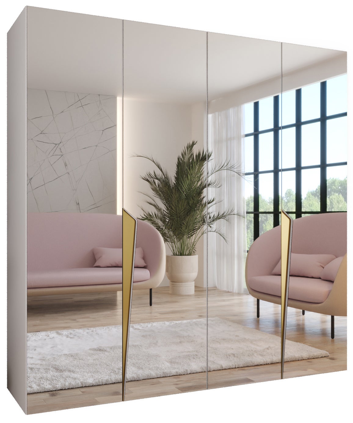 Szafa uchylna otwierana Piano 3 200 x 52 x 202 cm biały + u. Złoty Abiks Meble