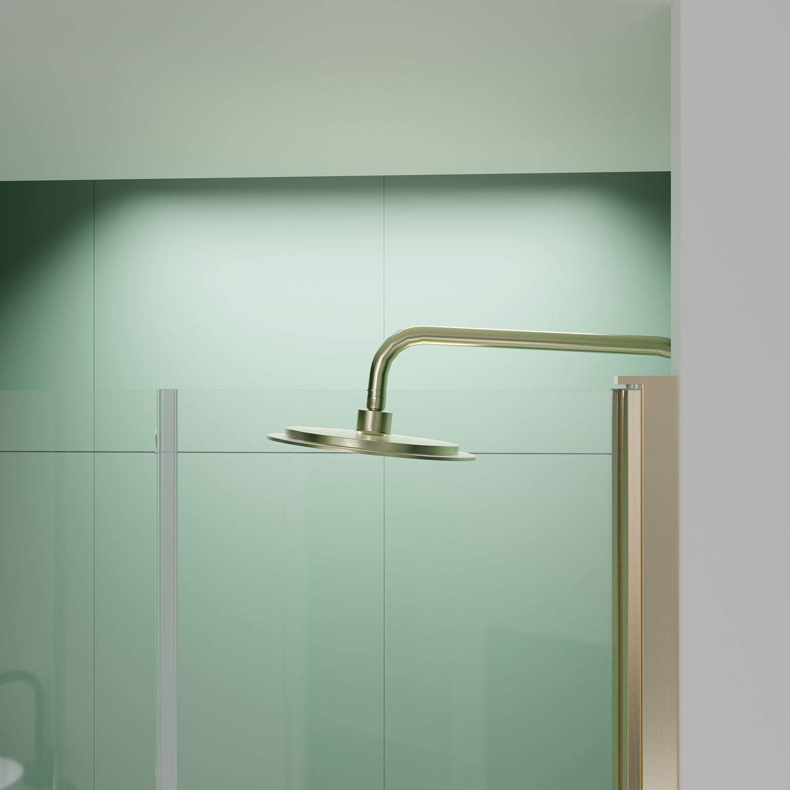 Porte de Douche Double Battant 90x200cm - Verre Trempé Transparent 6mm - Profil Or Doré Brossé - 9