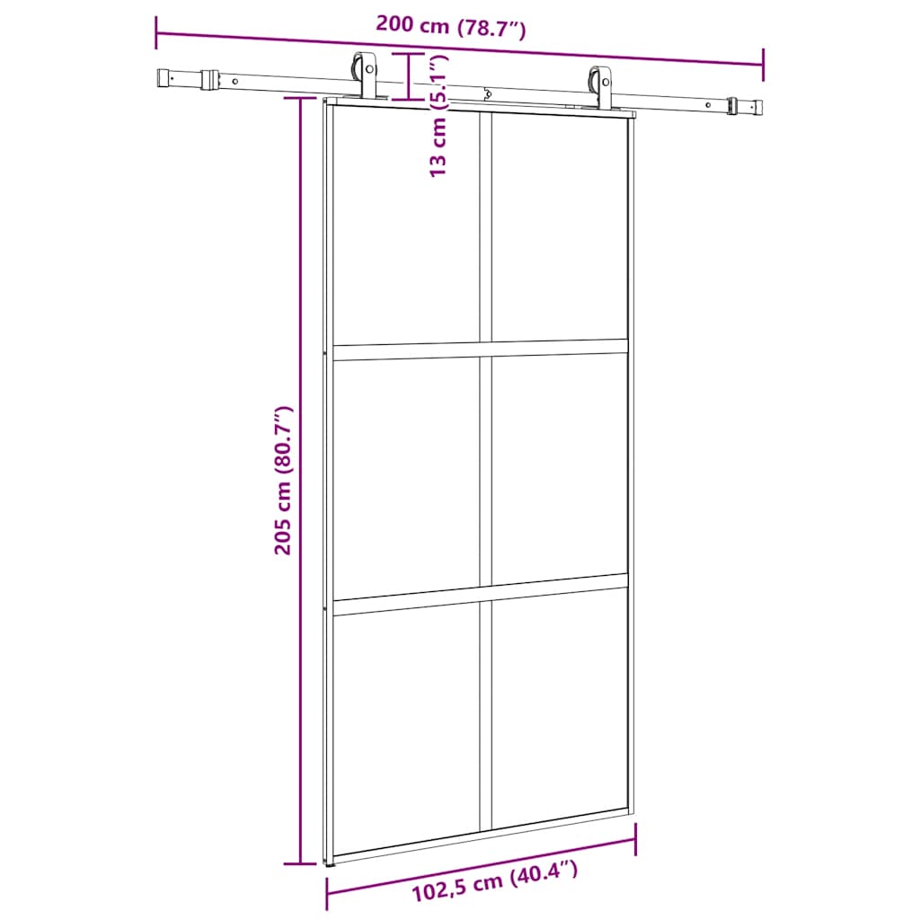 Puerta corredera herrajes negro 102,5x205 cm vidrio templado vidaXL - 3