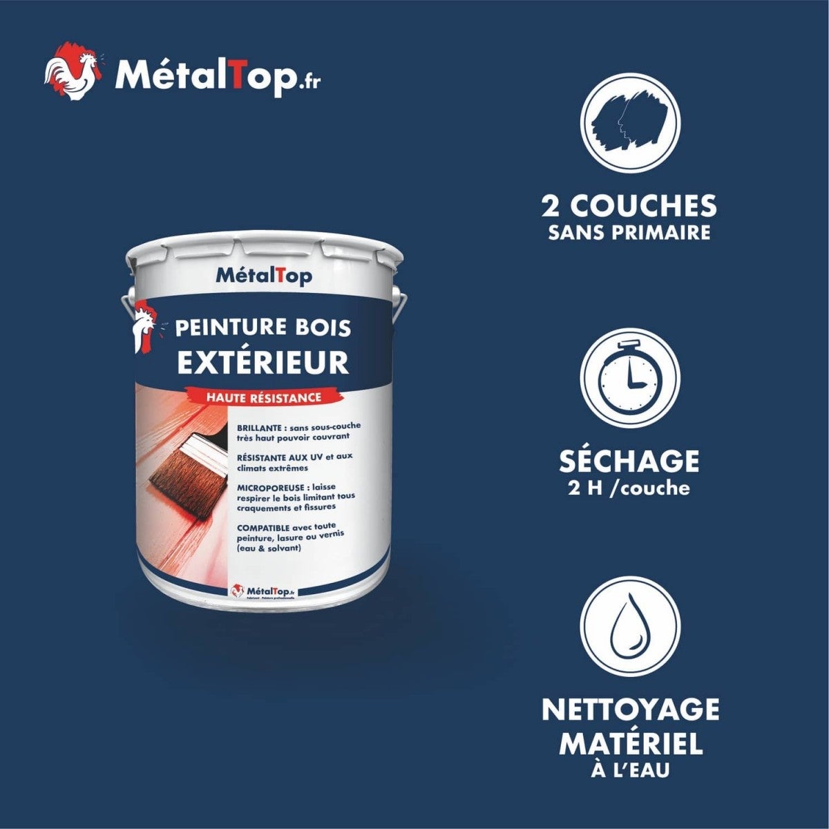 Peinture Bois Exterieur - Gris anthracite - RAL 7016 - 5 L - Métaltop - 4