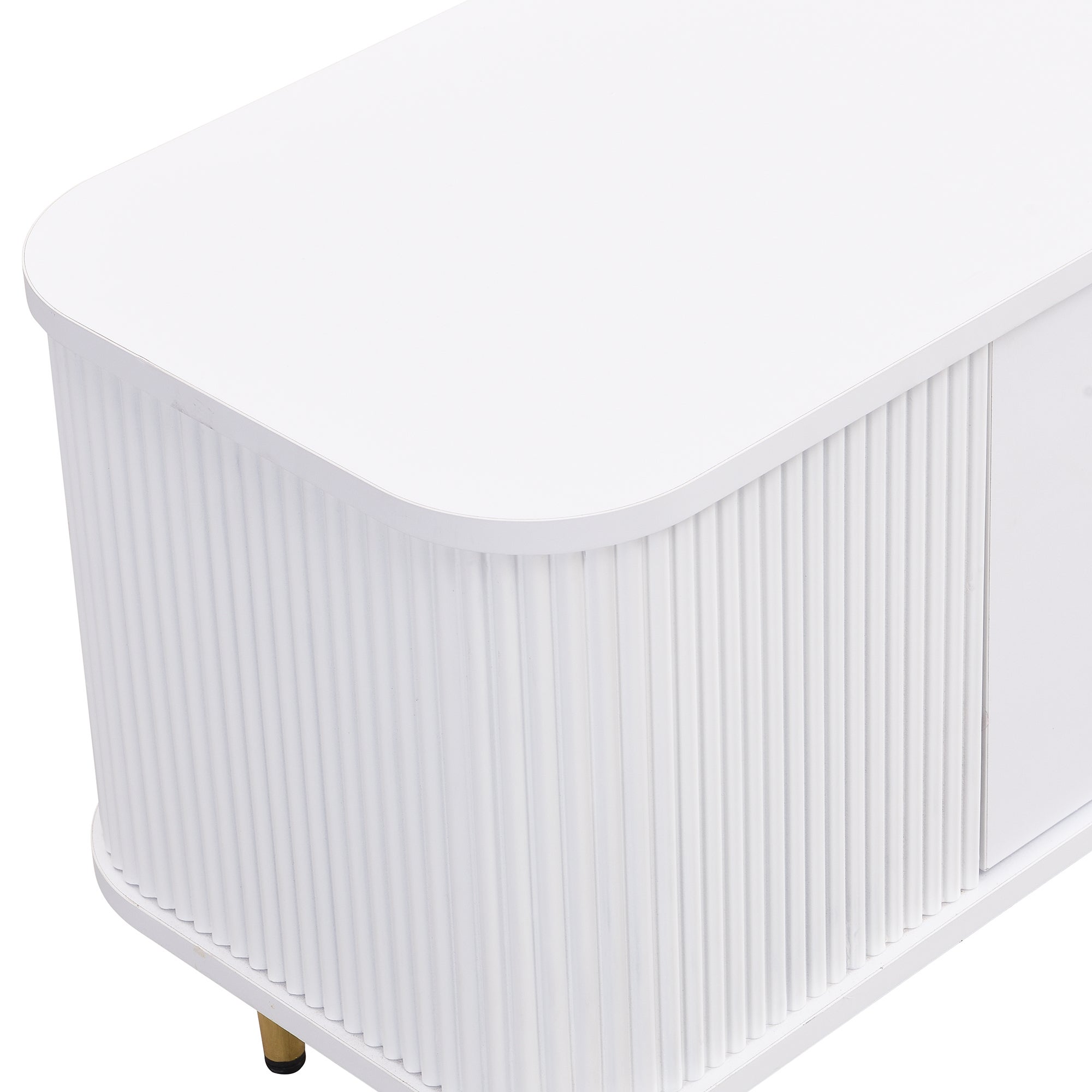 Móvel TV com 2 gavetas e 2 portas - 170 x 34 x 45 cm - Madeira MDF - Puxadores e pés dourados - Branco - 9