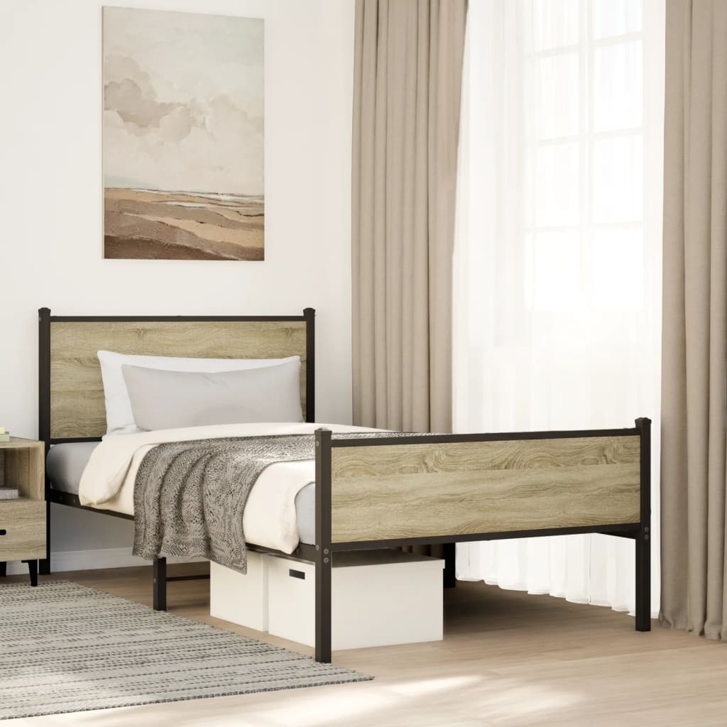 Łóżko Metalowe Czarne Rama łóżka Ze Stelażem Łóżko Do Sypialni Pokoju 100x200 cm
