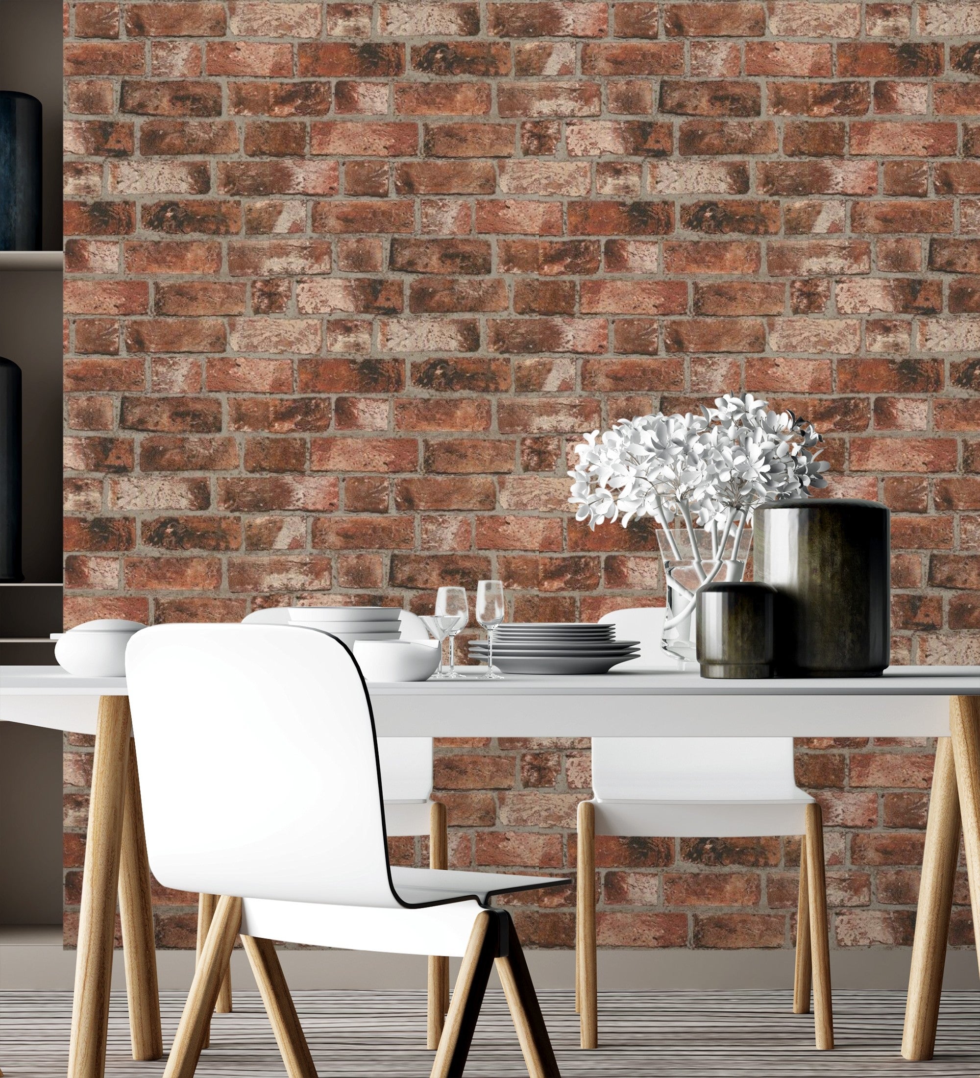 Papier peint mur de briques rustiques industrielles rouge tuilé - Sunderland 421566 de GAULAN - Rouleaux de 10 m x 0,53 m - 4