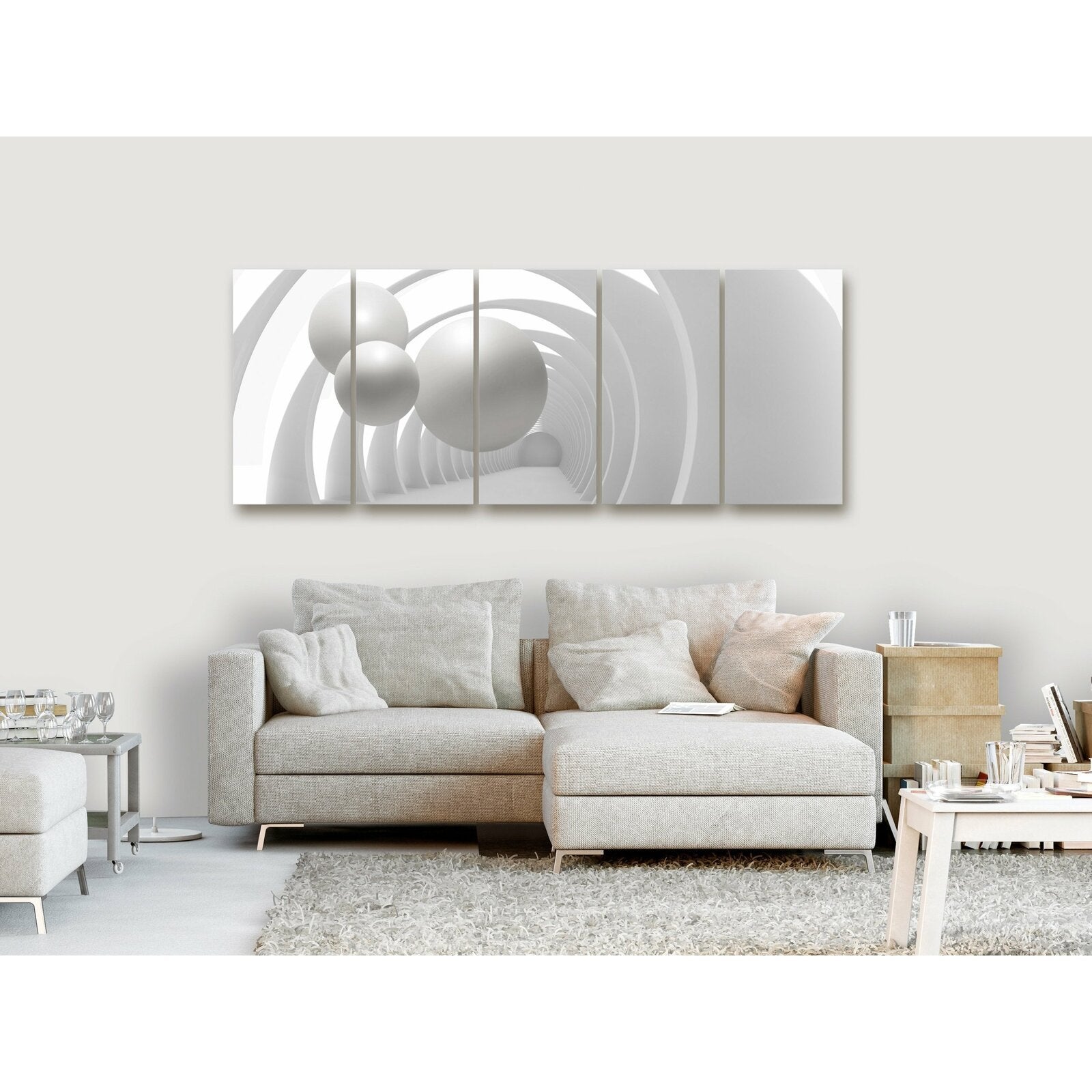 Tableau tunnel blanc étroit - 225 x 90 cm - 2