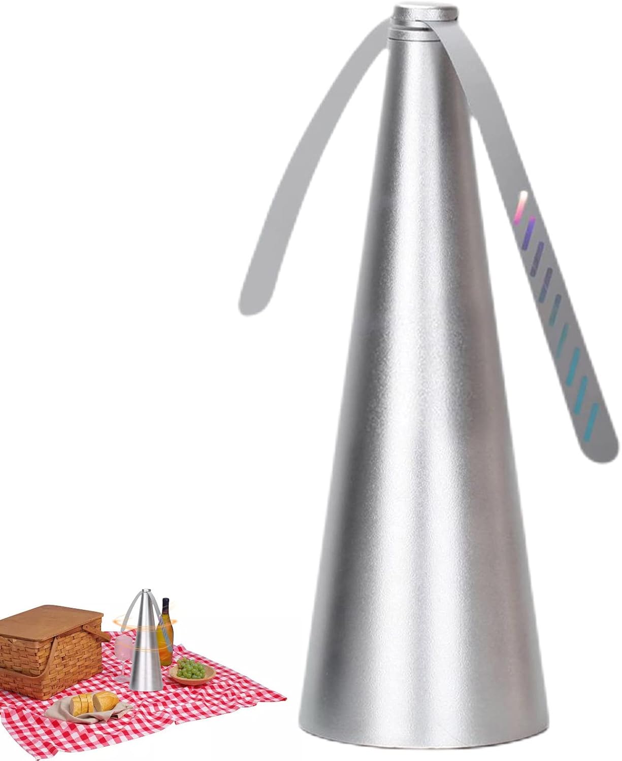 Lot de 2 Ventilateur Anti-Mouche - Hélice anti-mouches pour table d'extérieur - pour éloigner les mouches et les insectes de la nourr - argent - 7