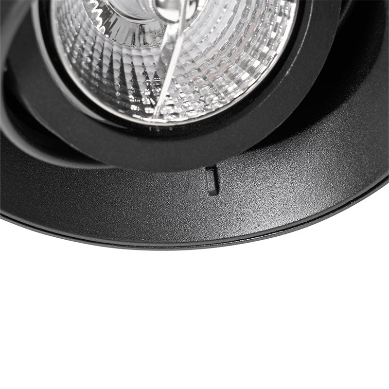 Set di 6 faretti da incasso moderni neri GU10 AR70 rotondi senza bordi - Oneon - 5