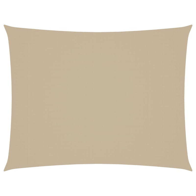Prostokątny żagiel przeciwsłoneczny z beżowej tkaniny Oxford, 6 x 8 m