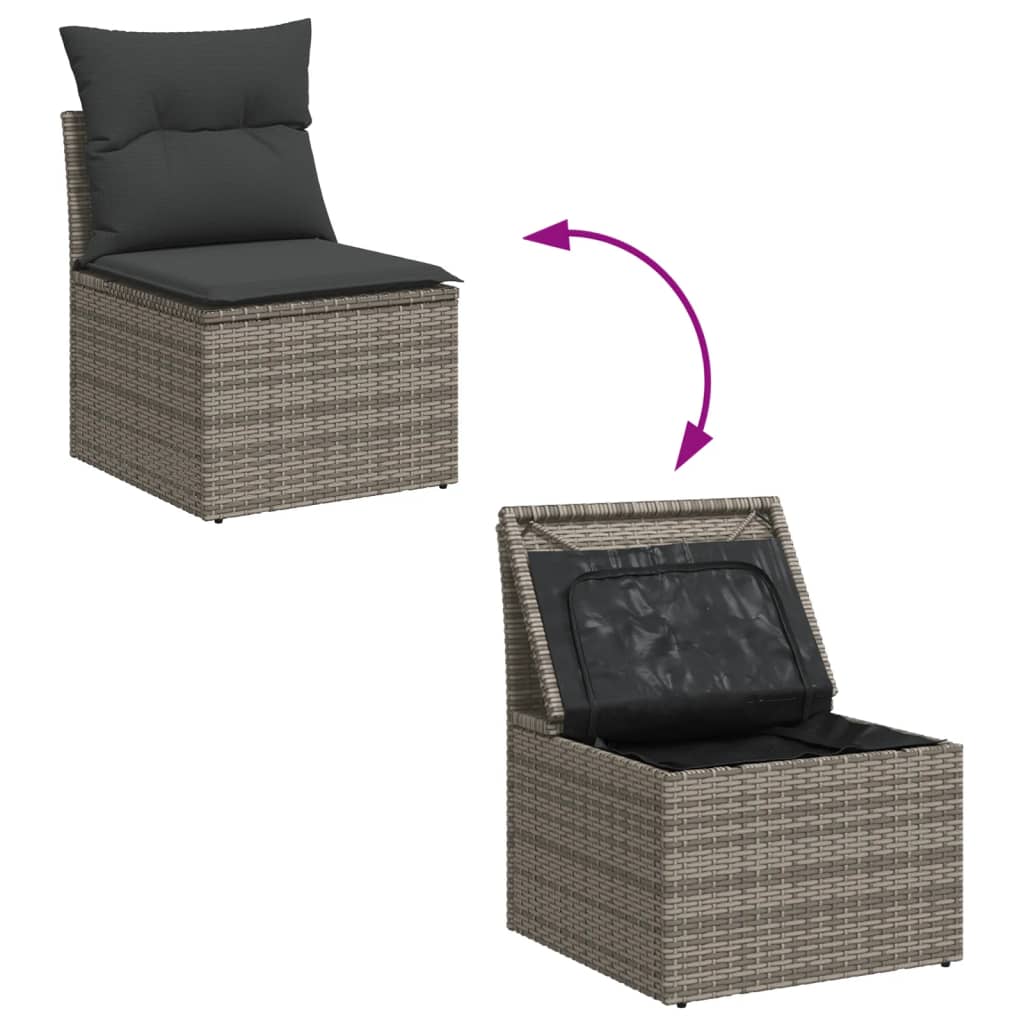 Salon bas de jardin en Rattan synthétique Gris 8 personnes - 9