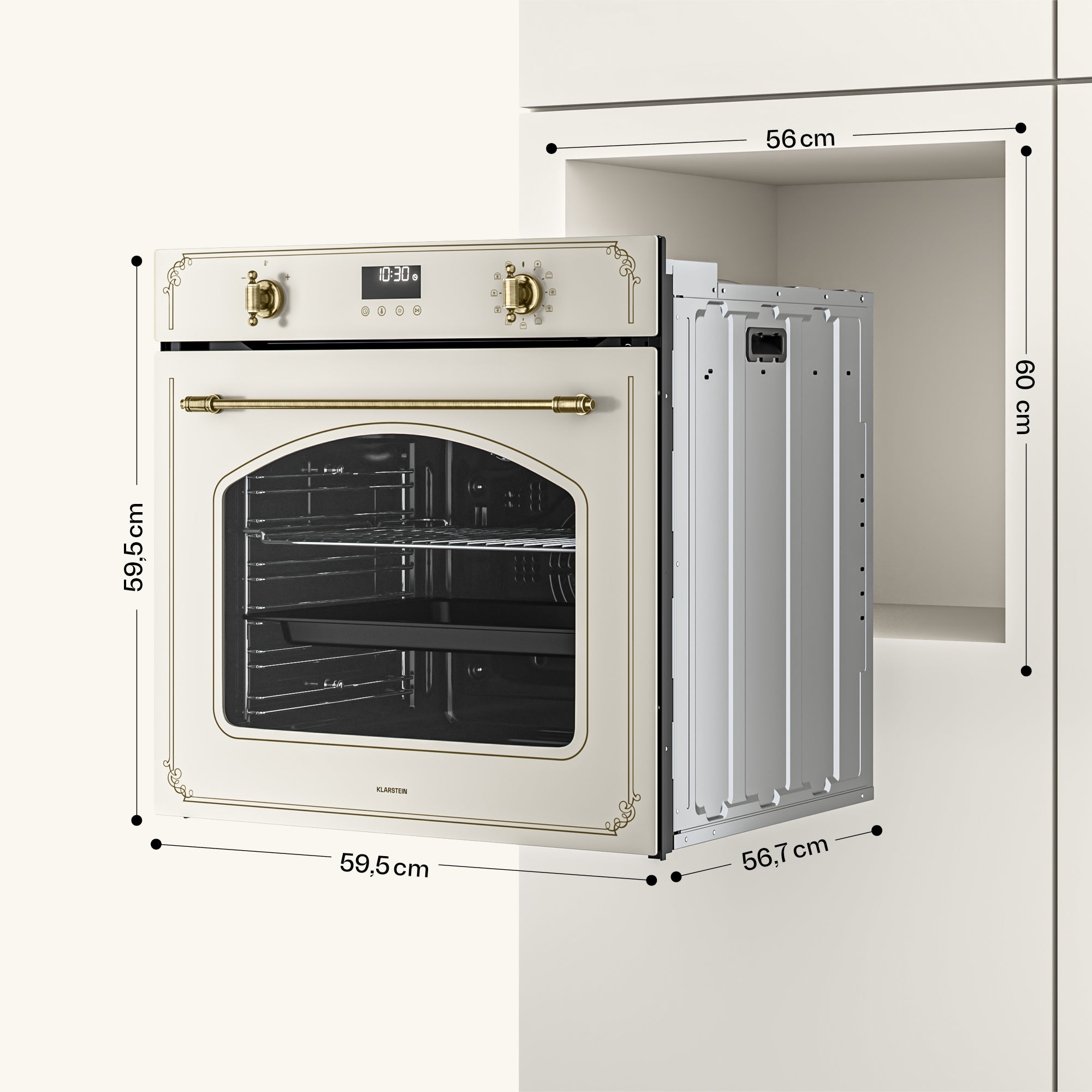 KLARSTEIN Four pyrolyse Victoria | Cuisinière électrique avec fonction pyrolyse | 3150 W | 76 l | 60 cm Beige - 7