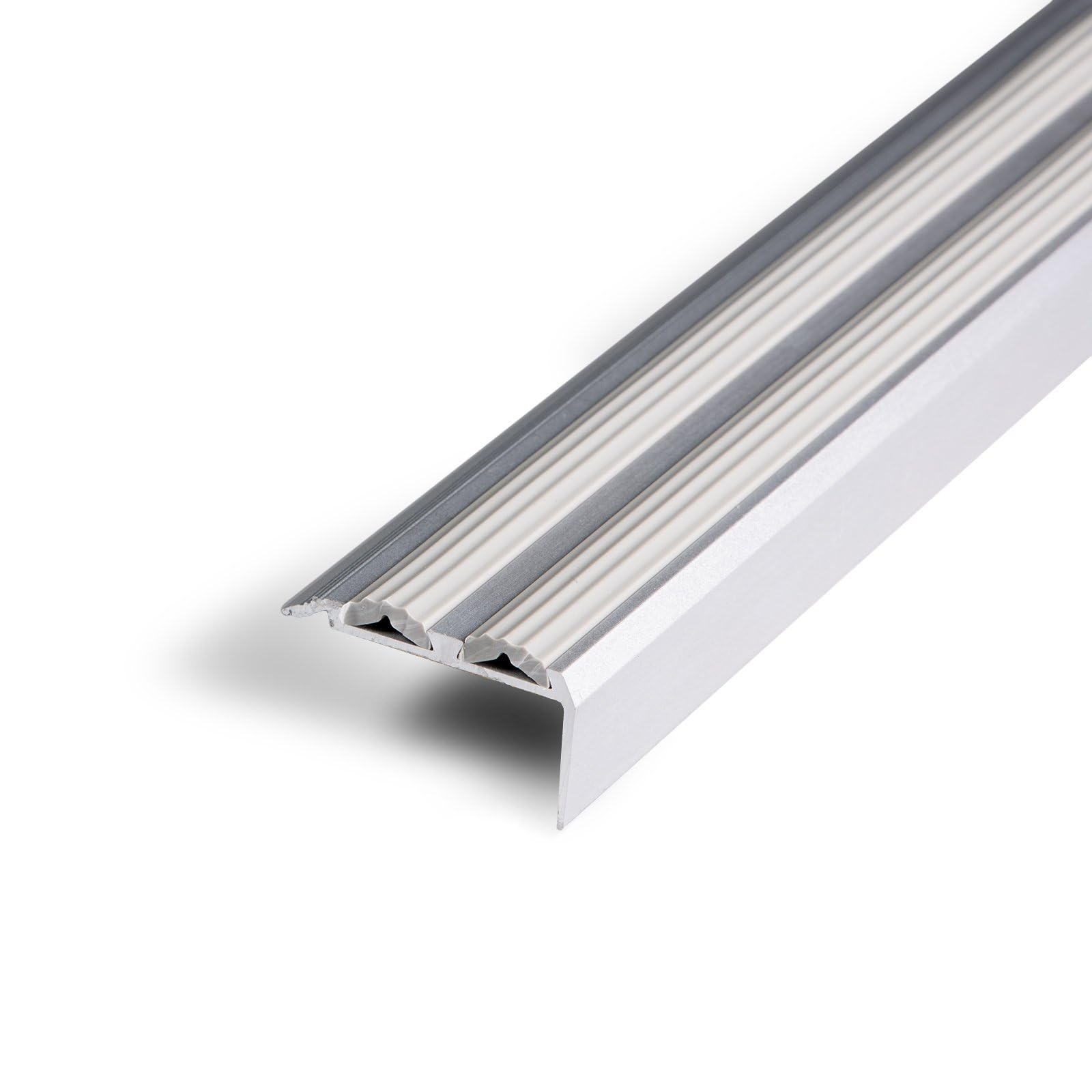 Profilé d'escalier Avec double caoutchouc Power Grip, Longueur: 134 cm - Pré-percé, Gris - 2