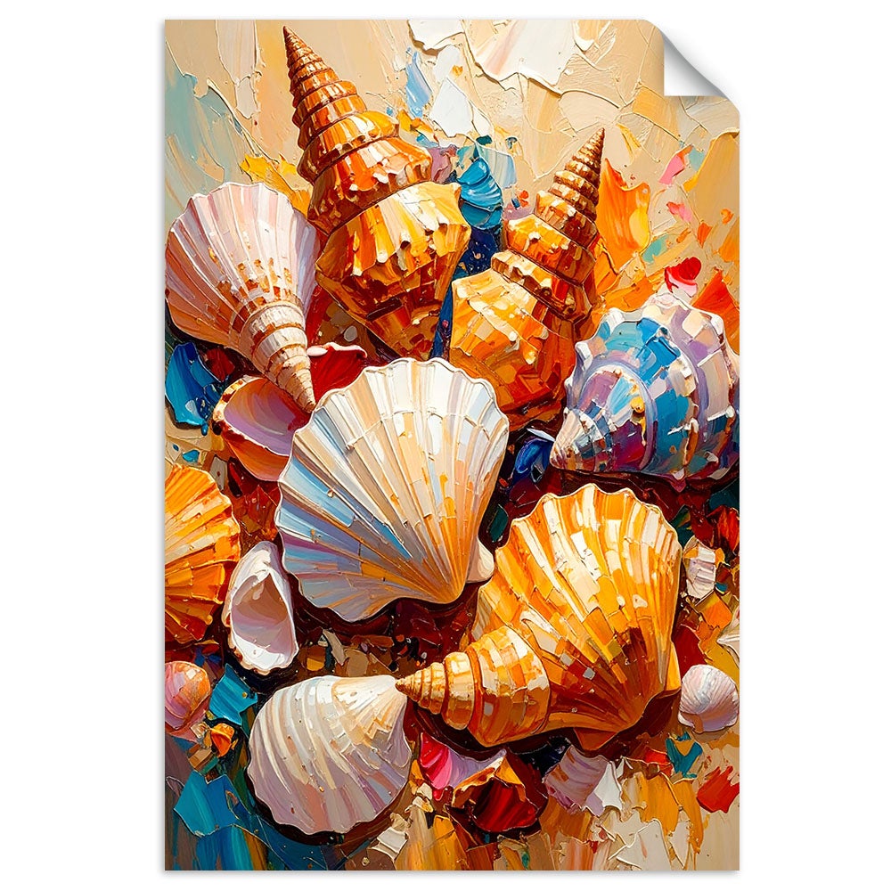 Naklejka na ścianę, Kolorowe Muszle Morskie 80x120