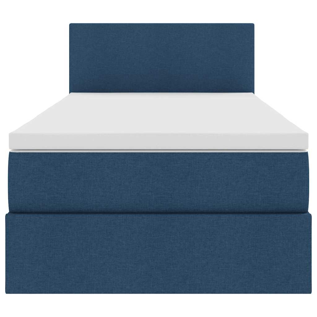Lit avec rangement et matelas bleu 90 x 200 cm velours - 7