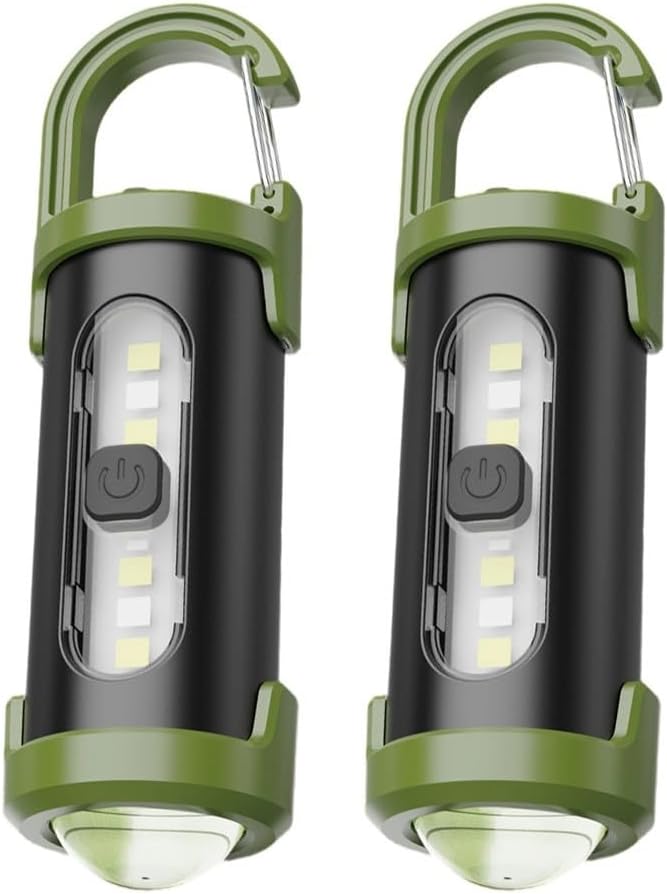 Zestaw 2 mini breloków o mocy 1200 lm i superjasnym świetle, z funkcją ładowania telefonu i latarką LED do wędrówek pieszych i kempingów