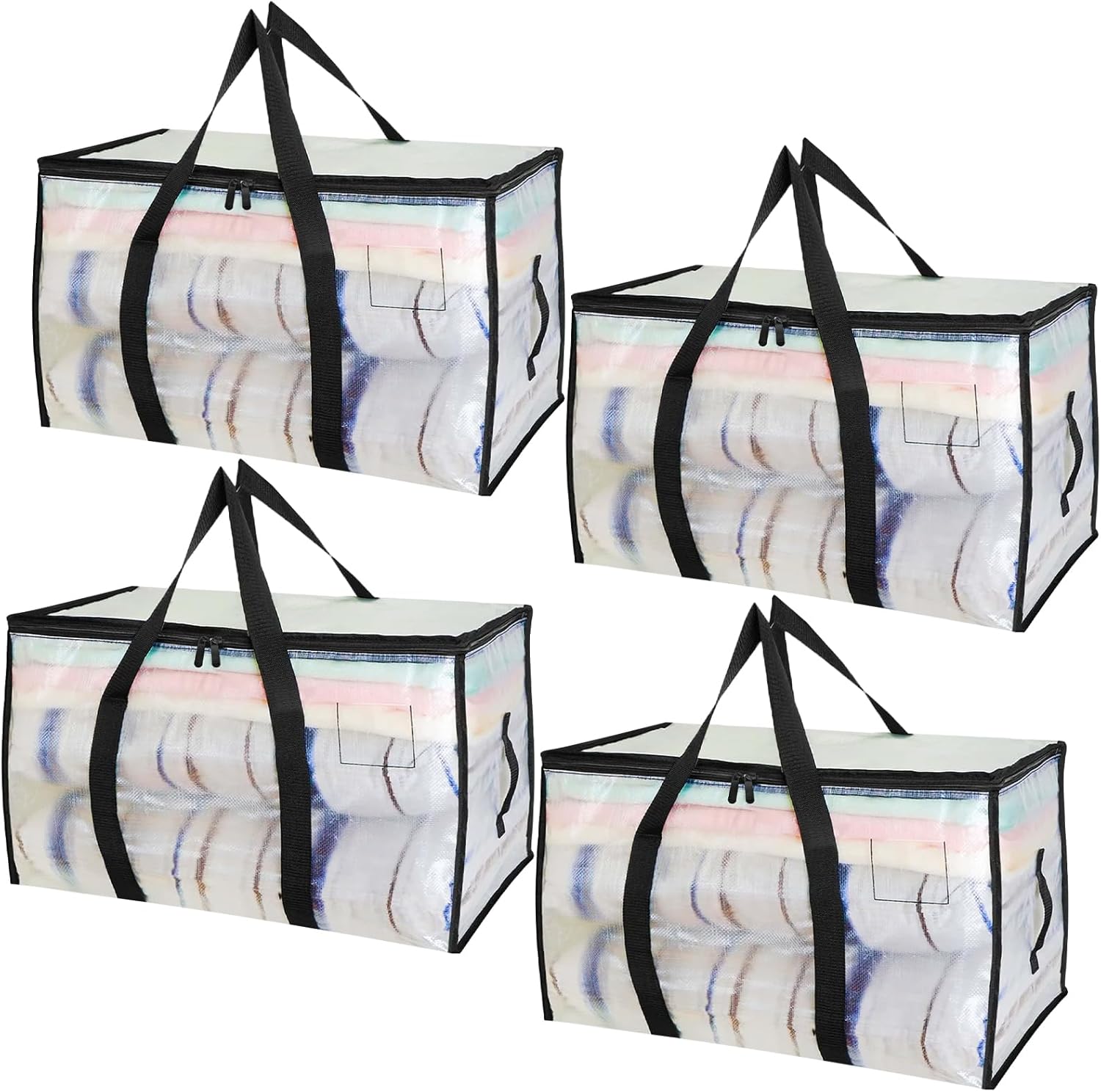 Zestaw 4 dużych toreb do przechowywania ubrań o pojemności 90 l, wodoodporne, składane torby przeprowadzkowe z zamykanymi na suwak pokrywkami, altern