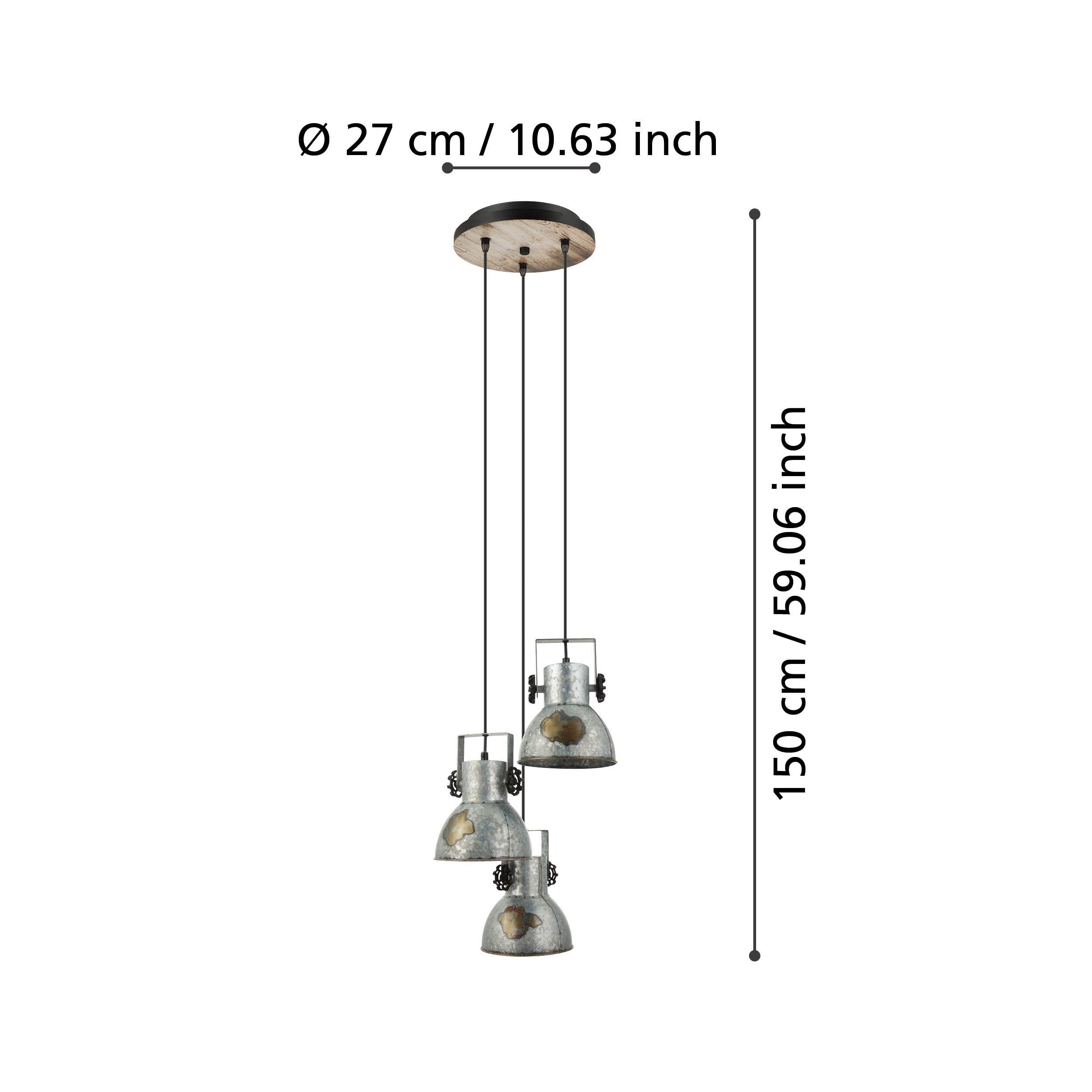 Lampe suspendue Barnstaple 3 lampes Patine marron et noir EGLO - 3