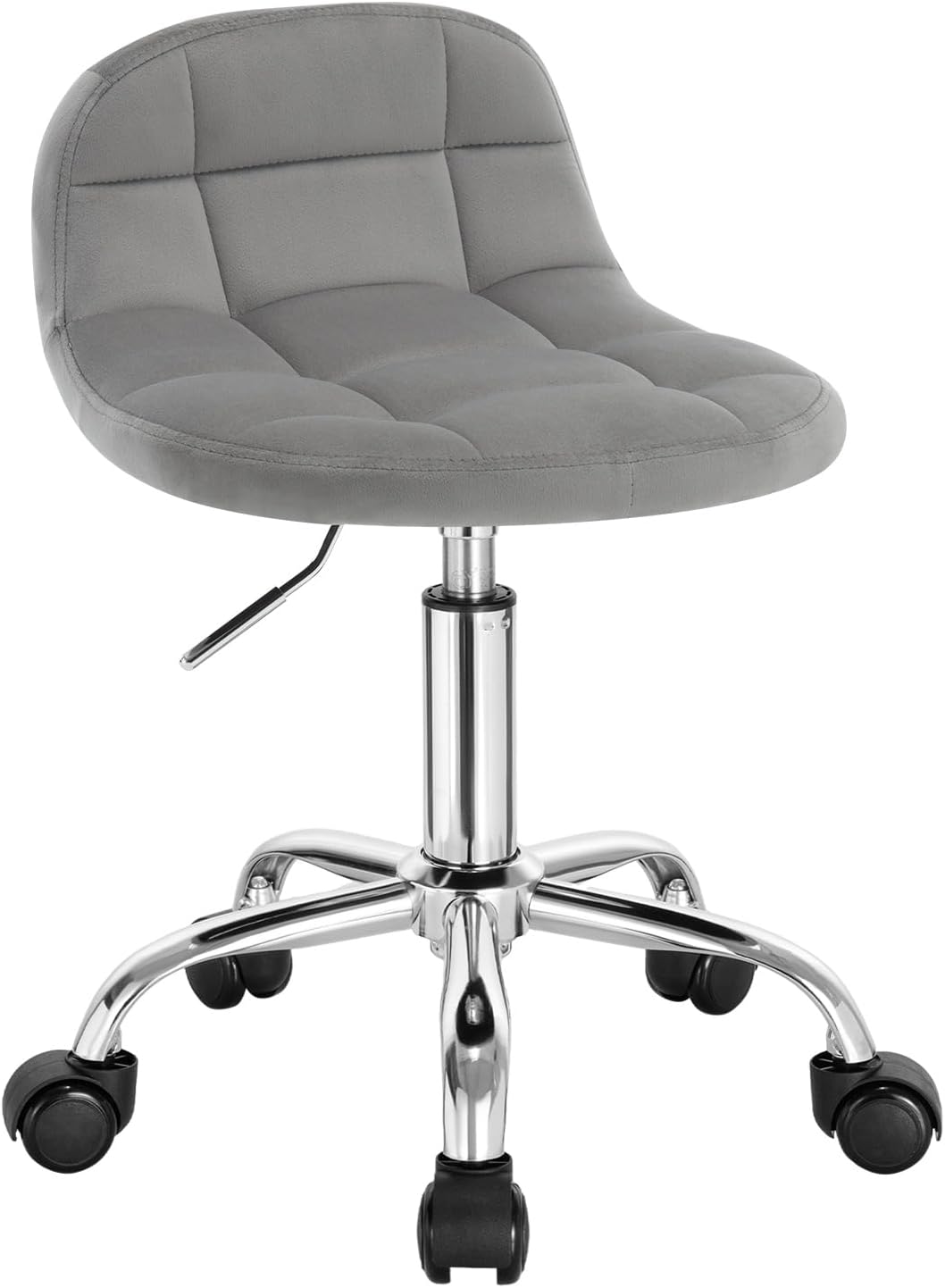 Chaise de bureau ergonomique en velours gris pivotant à 360