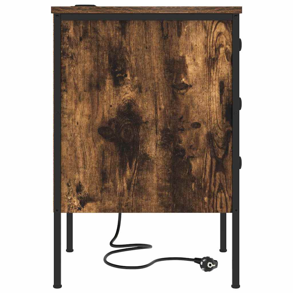 Mesita de noche de roble ahumado, para dormitorio, 42 × 41 × 61 cm - 7