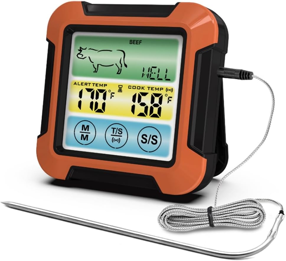 Thermomètre De Cuisine Numérique Avec Sonde - Pour Sucre, Barbecue, Pâtisserie, Four, Plage 0-300°C, Alarme Et Minuterie