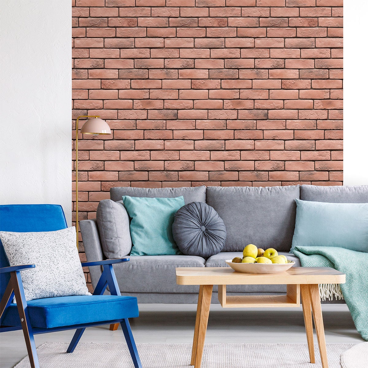 Papel pintado prepegado ladrillos rosas h300 x l60 cm - adhesivo de pared - revestimiento sticker mural decorativo
