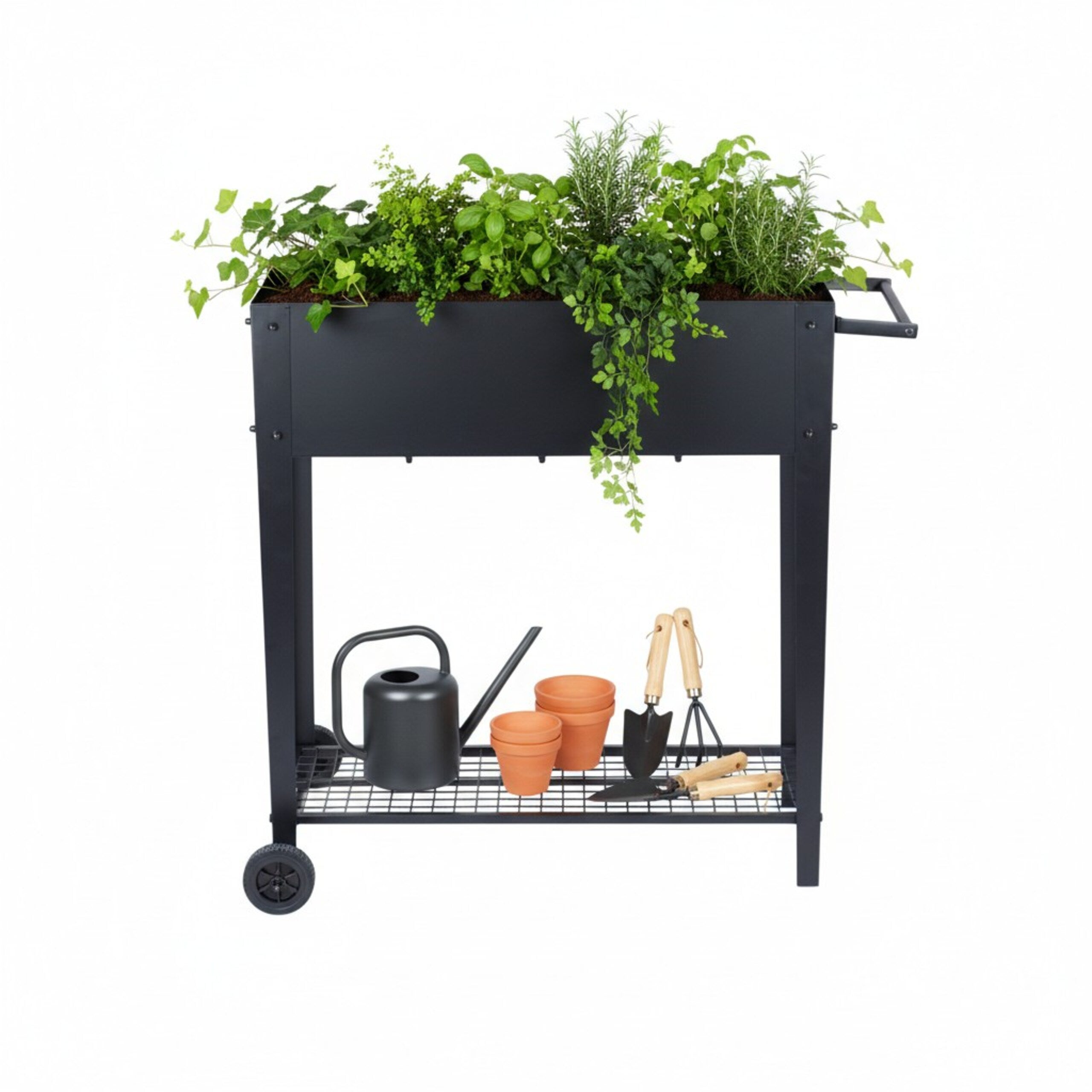 Fioriera Rialzata Per Giardino Terrazza Su Ruote 150 X 80 X 54 Cm PP Nero 020038834 87852411