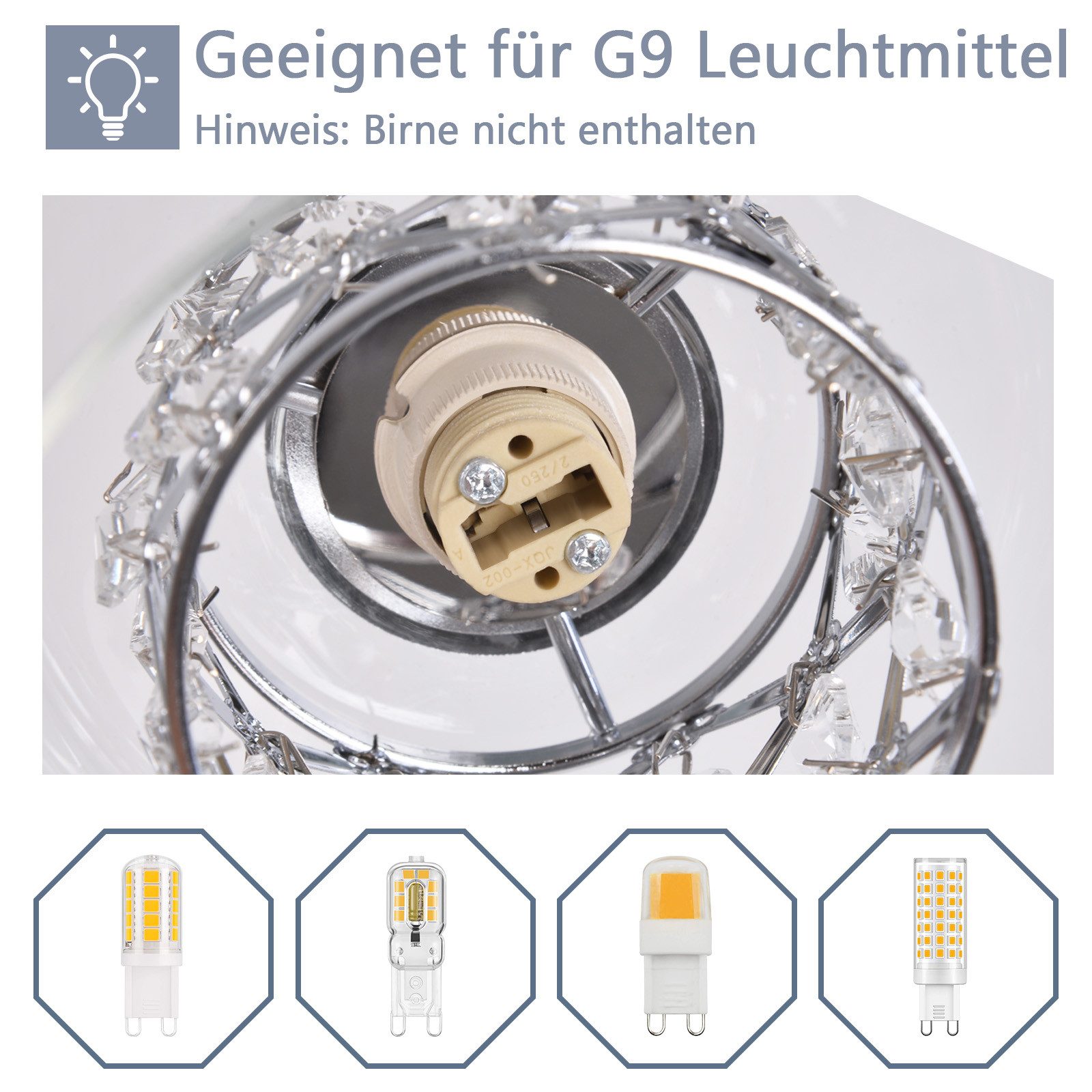 NETTLIFE Nowoczesna kryształowa lampa wisząca G9 do jadalni ze szkła z regulacją wysokości - 3