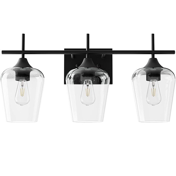 E27, lampa ścienna do łazienki, dekoracyjna lampa lustrzana, oświetlenie wewnętrzne, żarówka nie jest dołączona - czarna