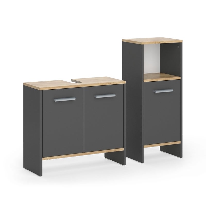 Vicco Zestaw mebli łazienkowych Karli, Antracyt/złoty dąb, 2 części