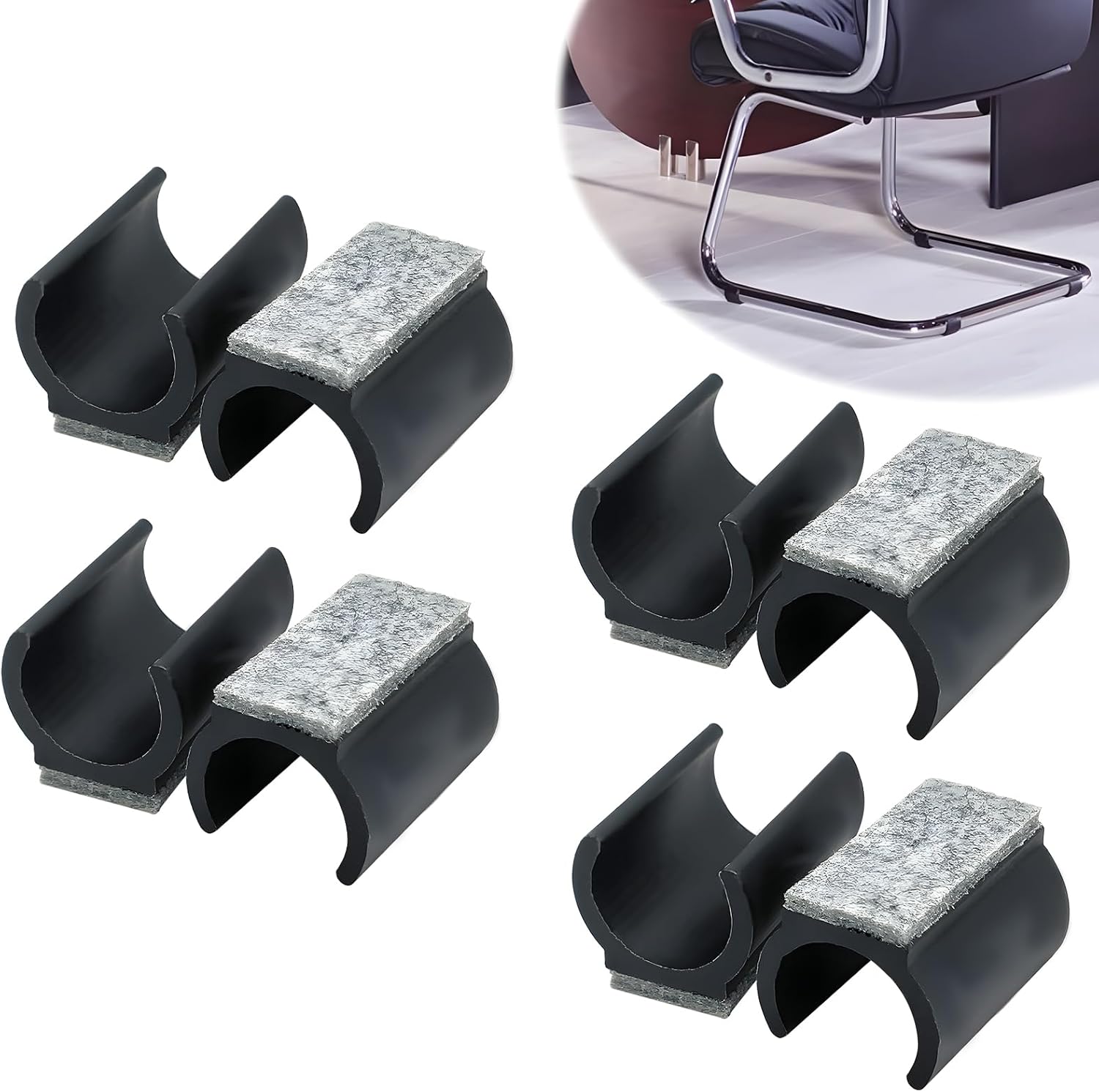 Podkładki filcowe pod nogi krzesła bujanego (8 sztuk, 18-19 mm, czarne)