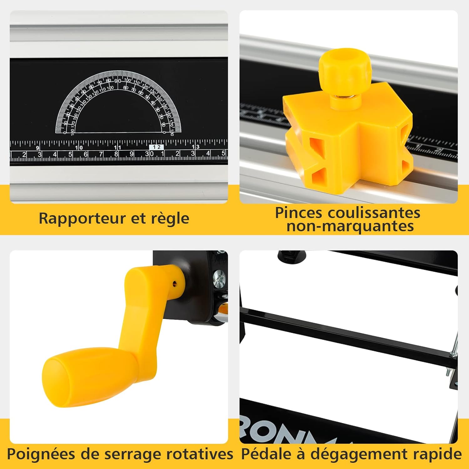 Établi Pliable avec Plate-Forme Inclinable 7 Hauteurs réglables, Support de Scie Garage Cadre en Alu avec 2 Poignées de Serrage - 4
