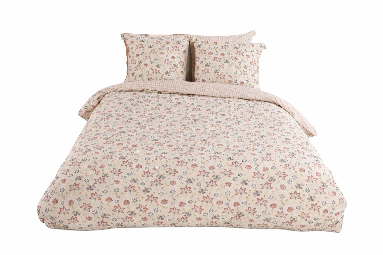 Parure de lit FLEURS Champêtre réversible - 240x220 / Beige - 2