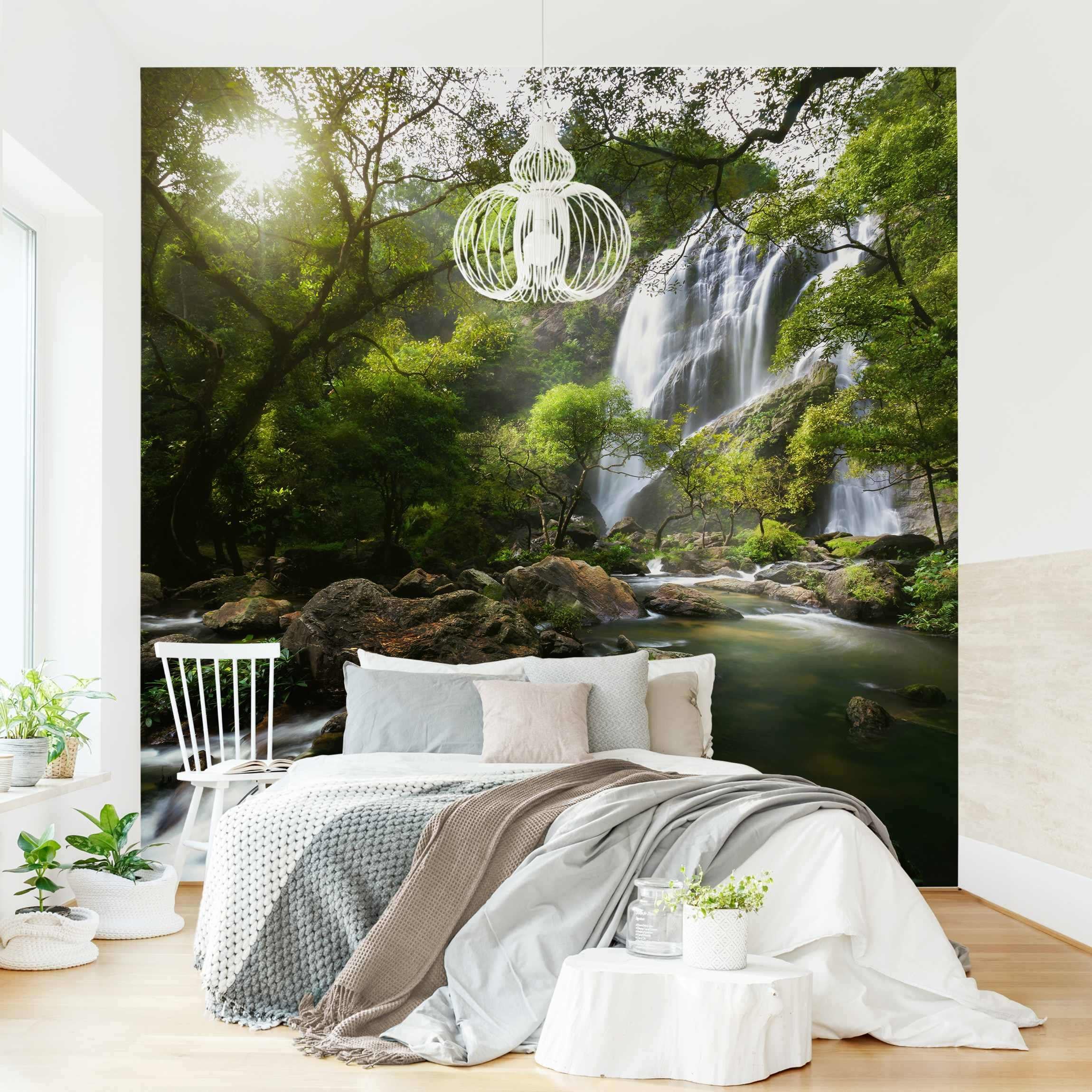Papel pintado fotomural bosque naturaleza montaña 48 - salón dormitorio cocina pasillo - tnt 288 x 288 cm premium