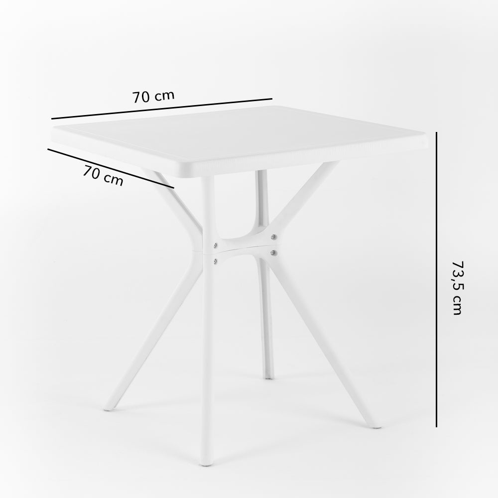 Table carrée 70x70 cm fixe pour extérieur/jardin en résine avec fibre de verre Lucas balnc - 5