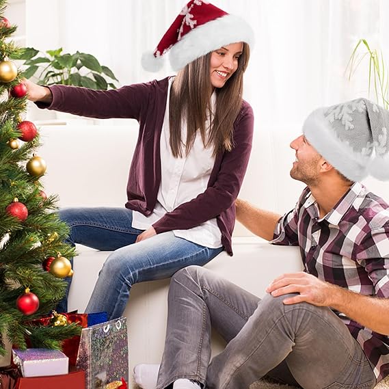 2-częściowy (30*42 cm) unisexowy szary kapelusz świąteczny dla dorosłych klasyczny kapelusz świąteczny dekoracja na imprezę świąteczną - 3