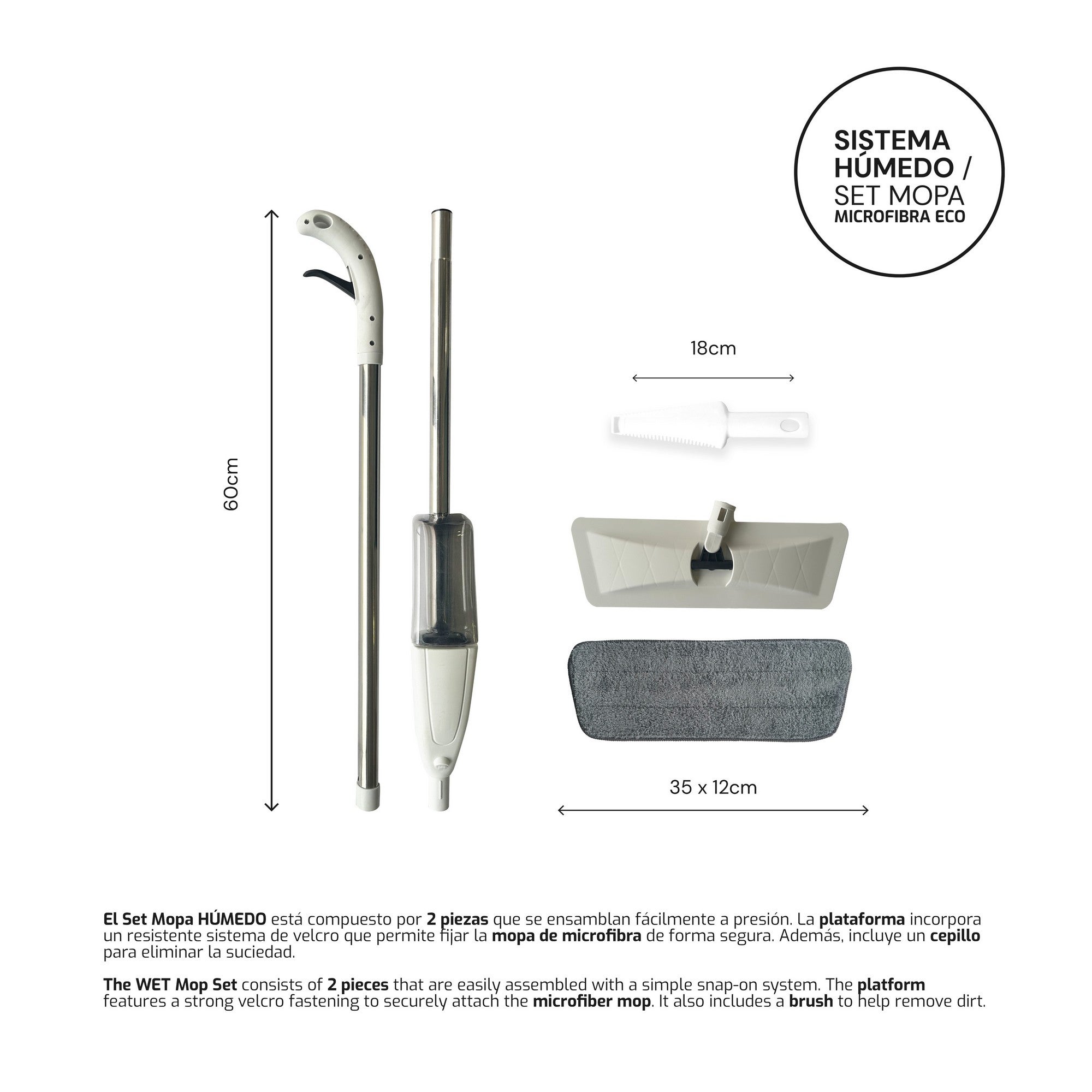 PAMEX Fregona Con Pulverizador Mopas De Limpieza Suelos Microfibra Mopa Spray Mop 350Ml Para El Hogar Cocina Azulejos Madera Cerámica - 2
