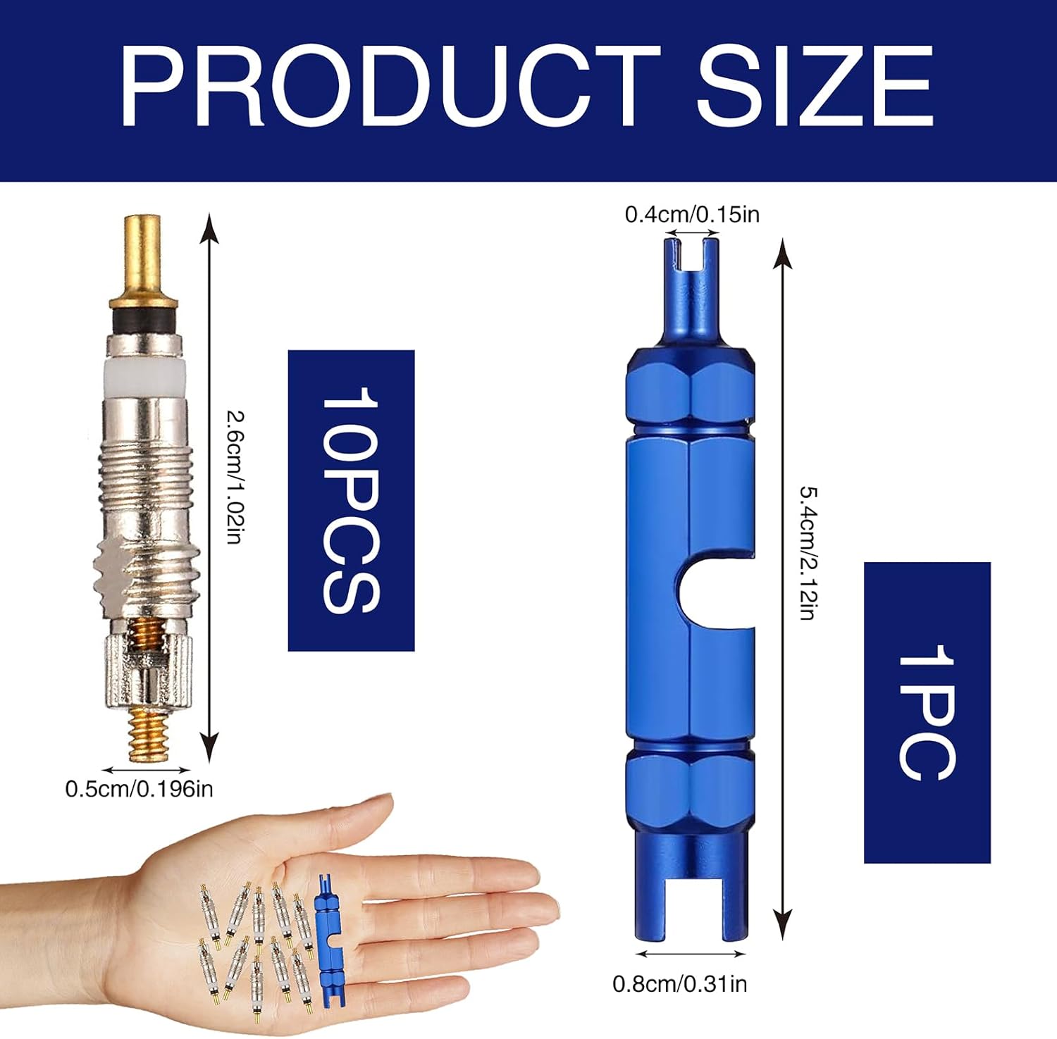 Kit 12 Pièces Demonte Obus Valve Presta - Pour Velo, VTT, Moto - Noyaux Et Outil Inclus