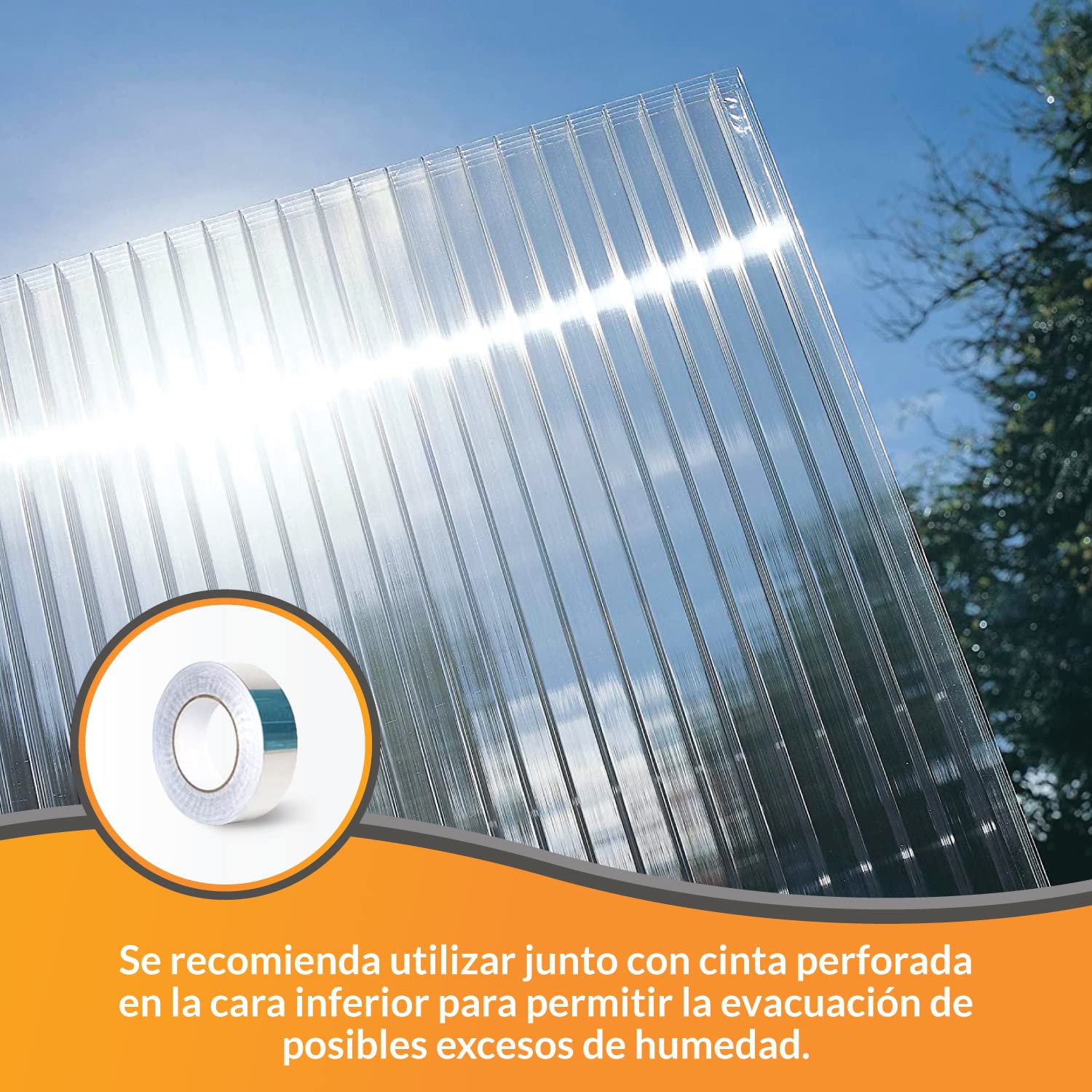 Ironlux - Cinta de aluminio ciega para sellado de placas de policarbonato celular - 25 mm x 50 ml - 4