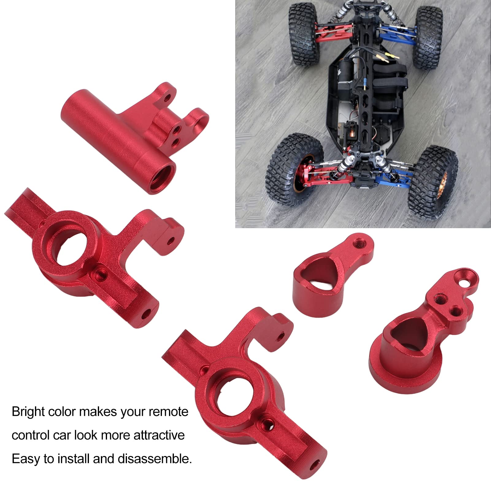 Set di parti di sterzo RC Assemblaggio tazza di sterzo in alluminio per auto RC LOSI Lasernut U4 1/10 (rosso) - 3