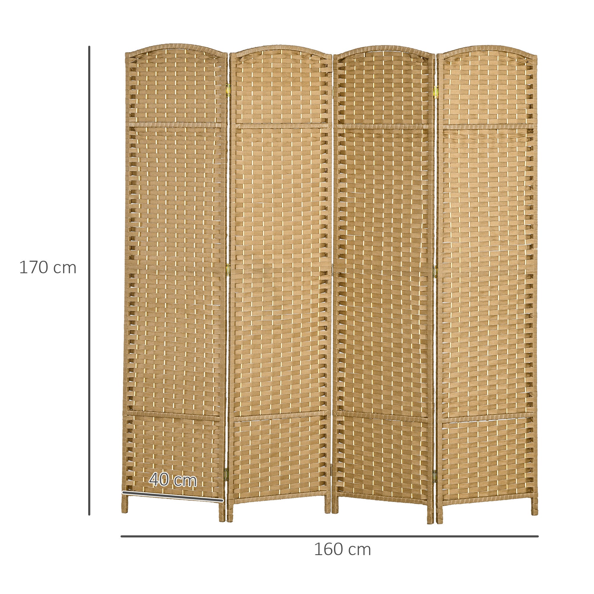 Paravent intérieur bois 4 panneaux 160x170 cm séparateur pièce pliable salon chambre naturel - 5